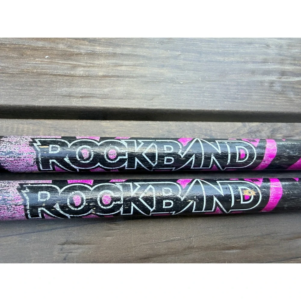 Rock Band Drumsticks Official Video Game Accessory Black Pink Zebra Stripe Pair